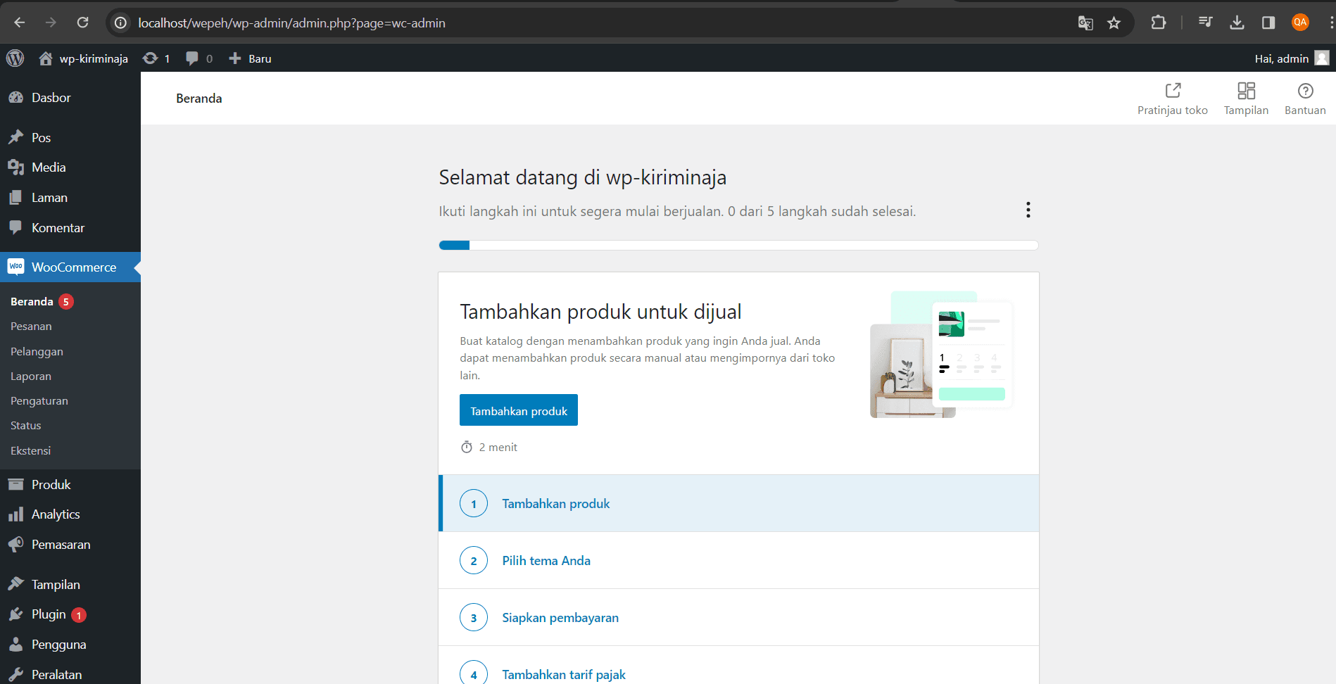 Install WooCommerce 5