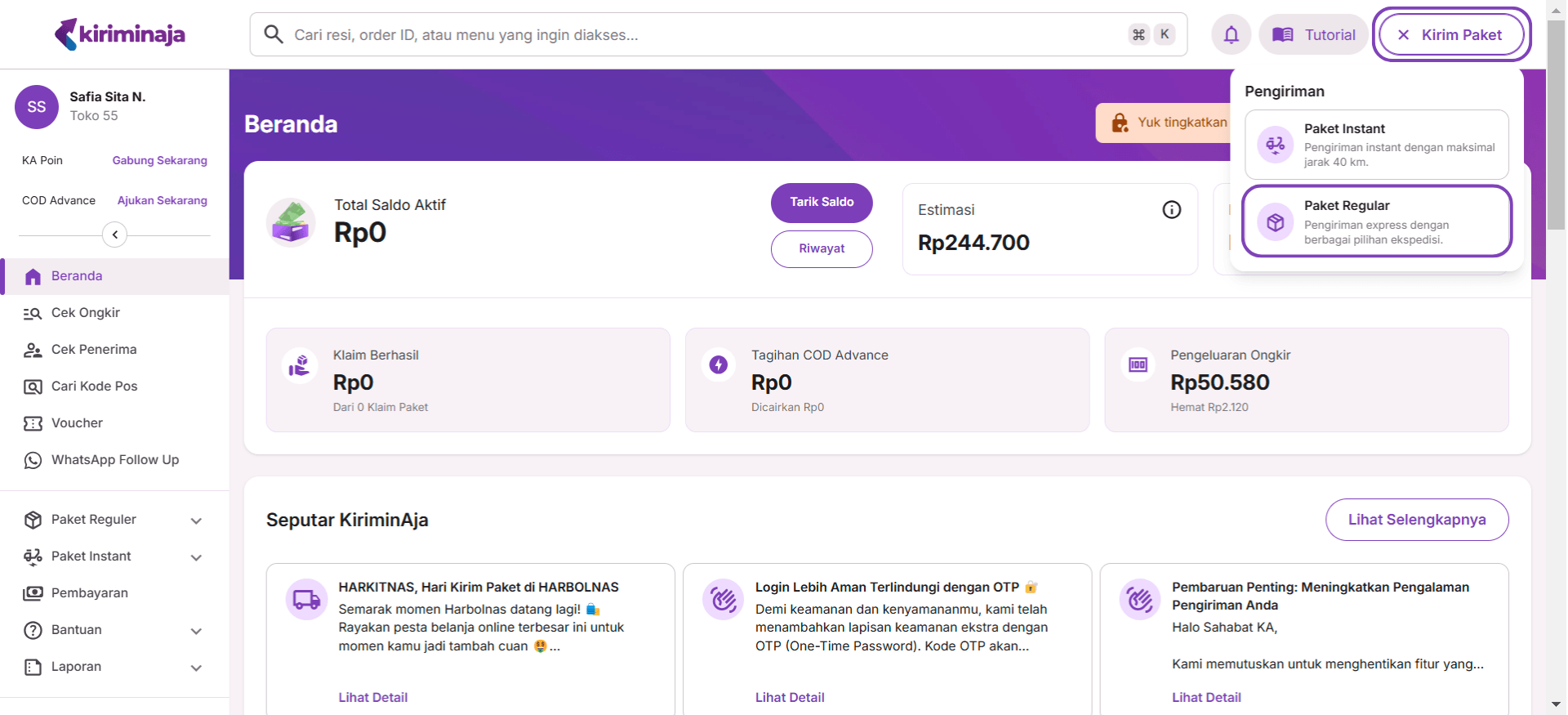 Home Kirim Paket Reg