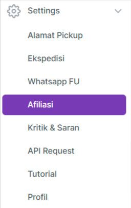 Settings Afiliasi